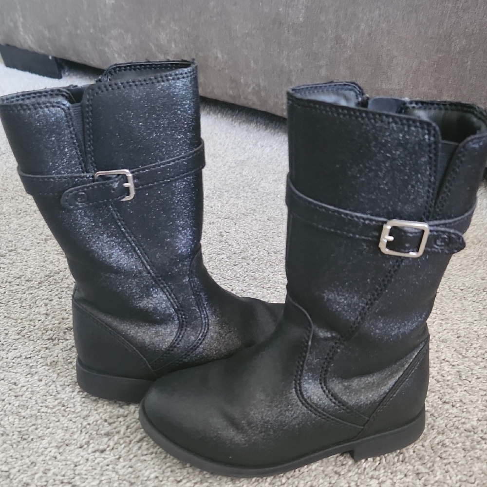 Stride Rite Shiny Black Kids Boots